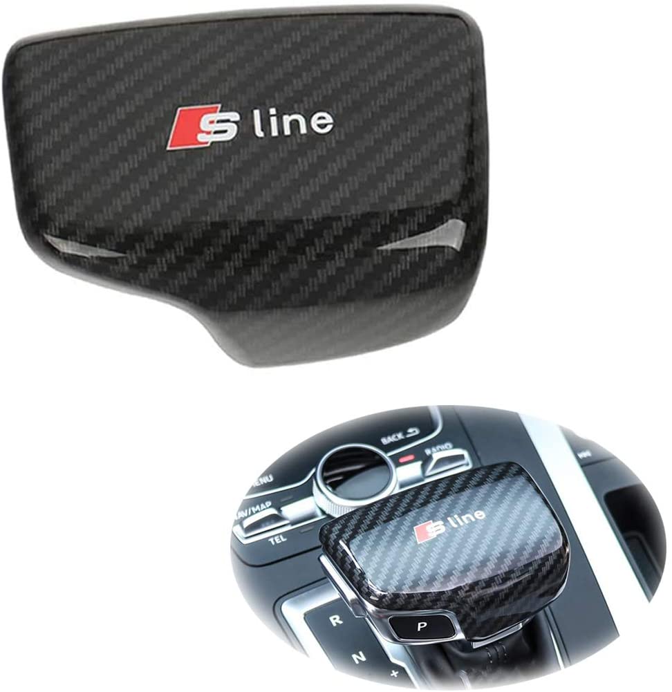 Car Carbon Fiber Stripe ABS Gear Shift Knob Cover Sticker Head Trim Black for Audi A4 A5 A6 S6 A7 S7 Q5 Q7