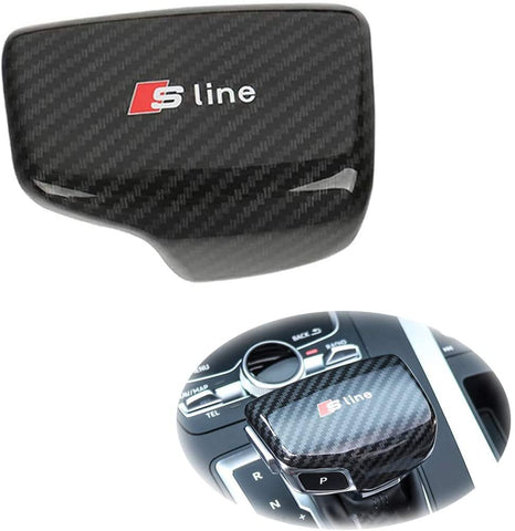 Car Carbon Fiber Stripe ABS Gear Shift Knob Cover Sticker Head Trim Black for Audi A4 A5 A6 S6 A7 S7 Q5 Q7