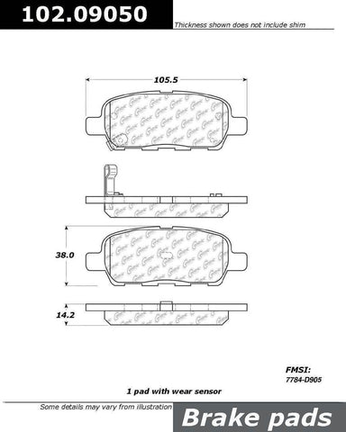 Centric (102.09050) Brake Pad, Metallic