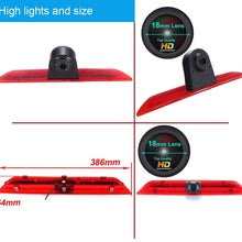 HD IP68 1280pixels Third Roof Top Mount Brake Lamp Reverse Rear View Backup Camera Angle and Distance Adjustable IR Night Vision for F o r d Transit 3 Van Transporter 2014-2015 (NO.7882)