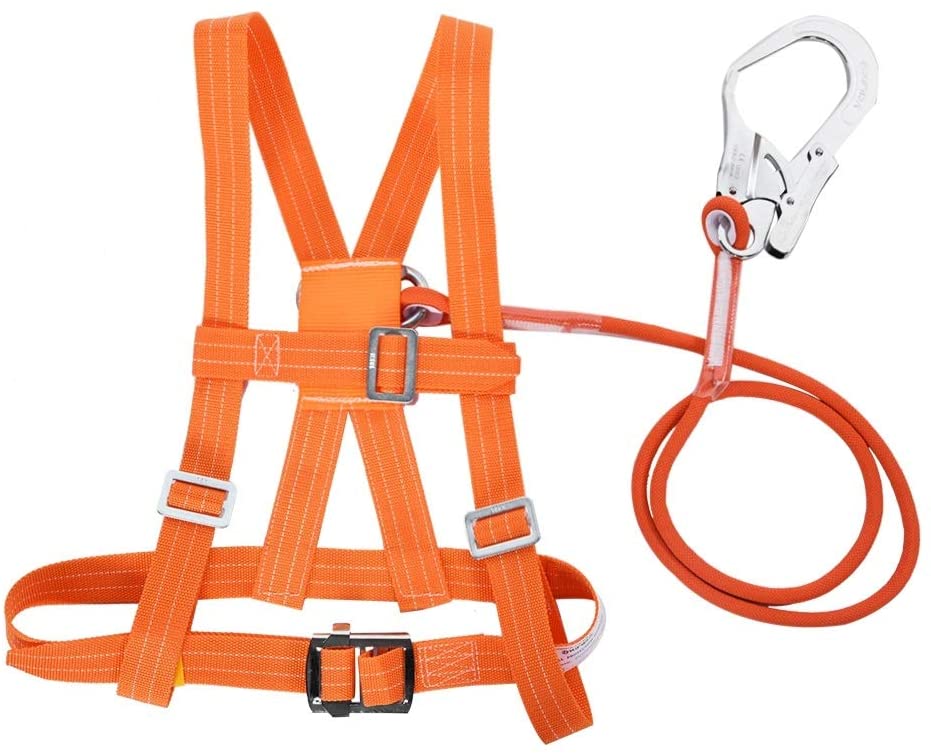 Jadeshay Climbing Harness Outdoor Adjustable Safe Belts for Mountaineering Tree Climbing Outdoor Training Caving Rock Climbing Rappelling Equip Aerial Work Large Buckle 3m