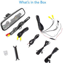 Rear View Backup Camera System - Parking Reverse Car Vehicle Rearview Back Up w/ 4.3” LCD Mirror Monitor Assembly Kit, Night Vision, Tilt-Adjustable Angle, Mounts on License Plate - Pyle PLCM4560