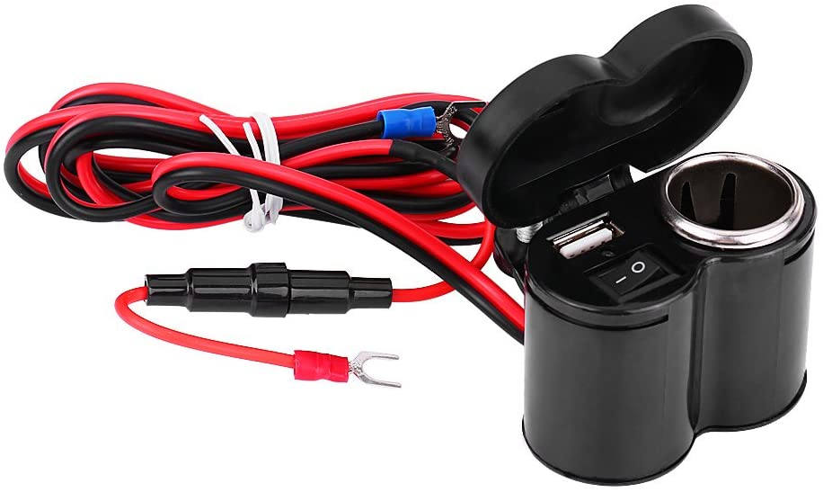 Terisass Motorcycle Cigarette Lighter 12-45V Waterproof USB Charger Socket Motorcycle Scooter Bike Handle Bar Power Adapter Charger USB Mounted Charger