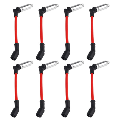 JDMON Compatible with High Performance Spark Plug Wire Set Ignition Wire Chevy GMC Saab Isuzu Hummer V8 2000-2009 Replace 48322R 48322 7831 Red line 10.2MM