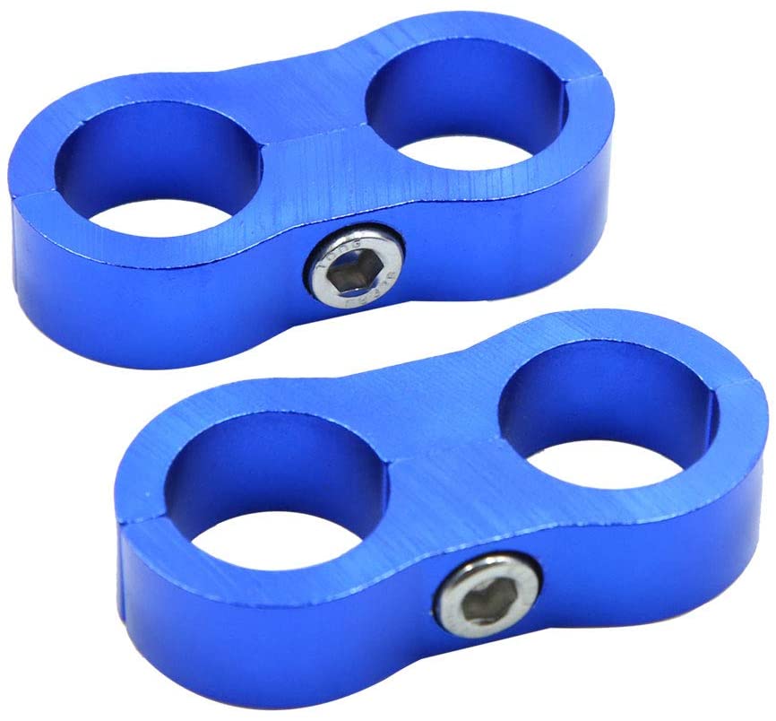 X AUTOHAUX AN10 Hose Separator Clamp Dual Fuel Oil Water Line Fitting Adapter Divider Blue 2pcs