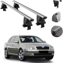 Roof Rack Cross Bars Lockable Luggage Carrier Smooth Roof Cars | Fits Skoda Octavia Sedan 2004-2008 Silver Aluminum Cargo Carrier Rooftop Bars | Automotive Exterior Accessories