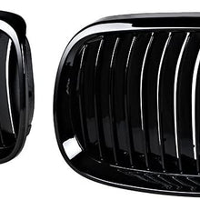 Compatible with 08-13 3 Series M3 E92 E93 07-10 Coupe E93 06-10 E92 2D 2pcs Glossy Black M Color Front Center Kidney Grill Grille