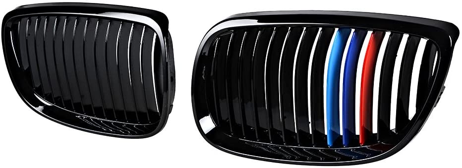Compatible with 08-13 3 Series M3 E92 E93 07-10 Coupe E93 06-10 E92 2D 2pcs Glossy Black M Color Front Center Kidney Grill Grille