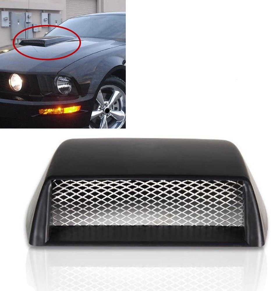 SAVEMORE4U18 Universal Car Decorative Front Bonnet Hood Air Flow 3D Intake Scoop Vent Styling Black