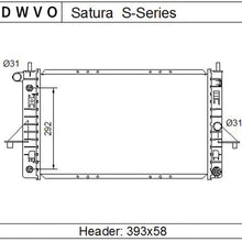Complete Radiator Compatible with 1994-2002 Saturn SC1 SC2, for 1994-2002 Saturn SL SL1 SL2, for 1994-2001 Saturn SW1 SW2 Series 1.9L L4 4Cyl DWRD1020