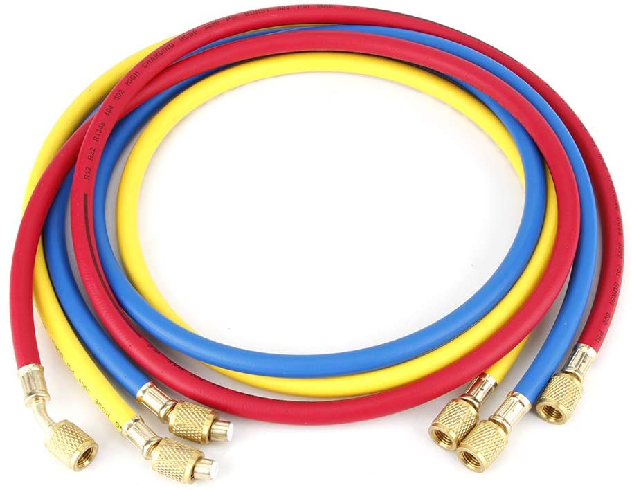Liineparalle 1.5m 600psi 1/4in Air-Conditioning Fluoride Tube Coolant Refrigerant Adding Tool Accessory