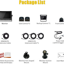 Backup Camera for RV Bus Truck, 4 Car Cameras and 7" Quad Split Screen, Waterproof and Night Vision, 1 Rear Camera+1 Front/Doorway Camera+2 Side Cameras, for Semi-Truck, RV, Bus, Motorhome
