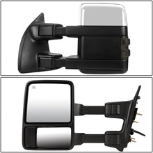 Pair Chrome Power Heated Smoked LED Turn Signal Telescoping Side Towing Mirrors Replacement for Ford Super Duty 08-16
