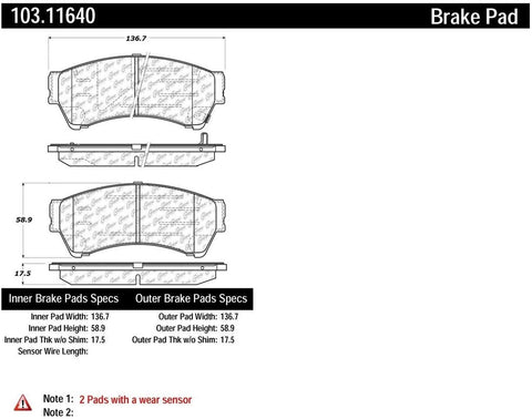 Centric (103.11640) Brake Pad, Ceramic