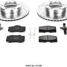 Power Stop K1150 Front Brake Kit with Drilled/Slotted Brake Rotors and Z23 Evolution Ceramic Brake Pads,Silver Zinc Plated