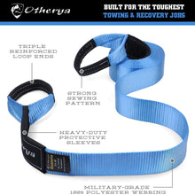 Recovery Tow Strap 3'' x 30 ft - Lab Tested 30,000lb Break Strength - Heavy Duty Draw String Bag Included - Triple Reinforced Protective Loop - Ensure Peace of Mind - Emergency Off Road Towing Rope