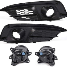 Clear Lens Chrome Housing Black Bezel Front Fog Lights Compatible For Honda Civic 2/4Drs 2016-ON Fog Lamps Upgrade Replacement Wiring + Switch + Harness