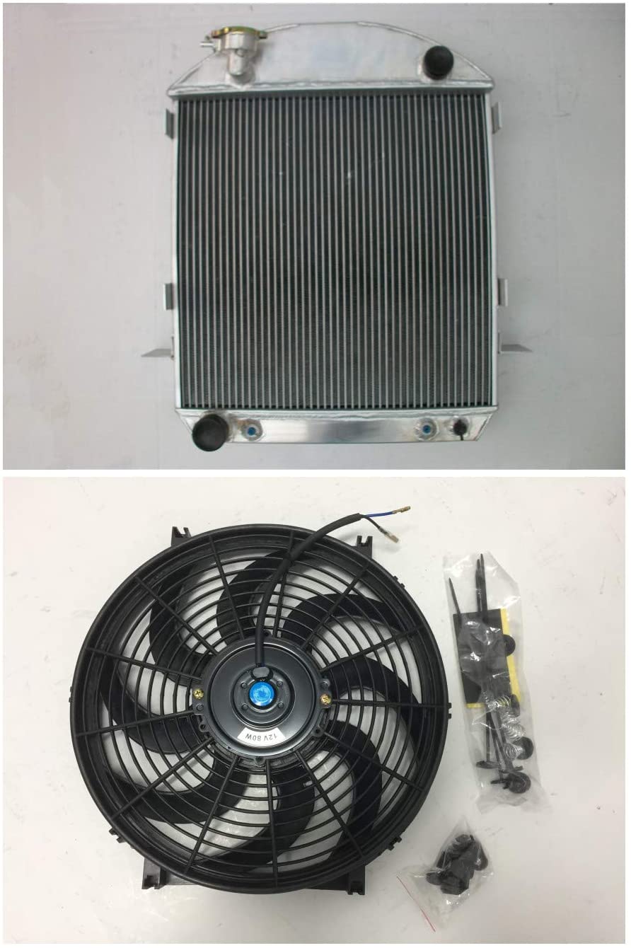 3 ROW Aluminum Radiator and FAN For 1924-1927 Ford Model T-Bucket Grill Shells