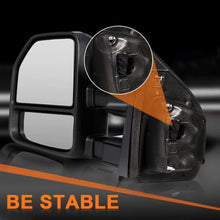 ROADFAR Towing Mirrors Compatible with 2017-2019 For Ford F250 F350 F450 Super Duty Tow Mirrors Power Heated Turn Signal Clearance Auxiliary Parallel Auxiliary Light Temperature Sensor Black Housing