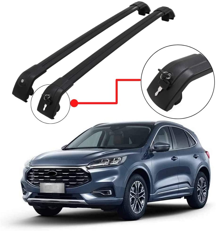 Black Car Roof Rack Cross Bars fit for Ford Escape 2020 2021 Aluminum Cross Bar Replacement for Rooftop Cargo Carrier Bag Luggage Kayak Canoe Bike Snowboard Skiboard