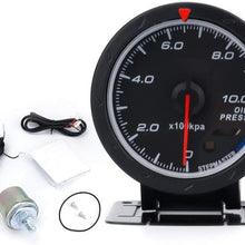 XinQuan Wang 60mm Auto Oil Pressure Gauge 0-10Bar Red White Lighting Car Oil Pressure Meter with Oil Press Sensor Auto Gauge