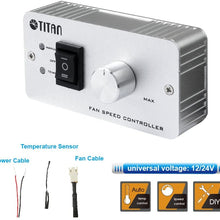 Titan- 12V/ 24V DC 120mm Multi-Function Rack Mounted Double Refrigerator Side Vent Fan with Speed Controller for RV, Motorhome, Caravan- TTC-SC09TZ(B)