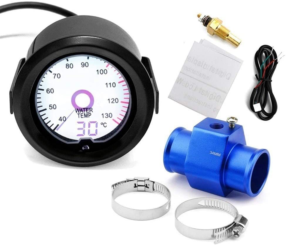 XinQuan Wang 52mm LCD Liquid Crystal 7 Color Virtual Pointer Display Water Temperature Meter Celsius Auto Gauge (Color : with 30mm, Size : Free)