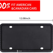 LivTee Black Silicone License Plate Frame, Universal American Auto License Plate Frame, Rust-Proof, Rattle-Proof, Weather-Proof(2pcs)