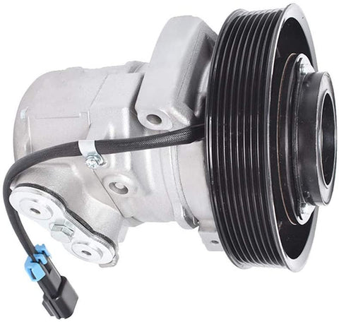 AC Compressor & A/C Clutch, A/C Ports 8 Grooves Replacement for Freightliner Cascadia 2012-2015 CO 29043C 22-65771-000, 447280-1501