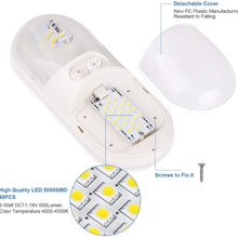 Kohree 12V Led RV Ceiling Dome Light RV Interior Lighting for Trailer Camper with Switch, White, 600 Lumens (Natural White 2-Pack)