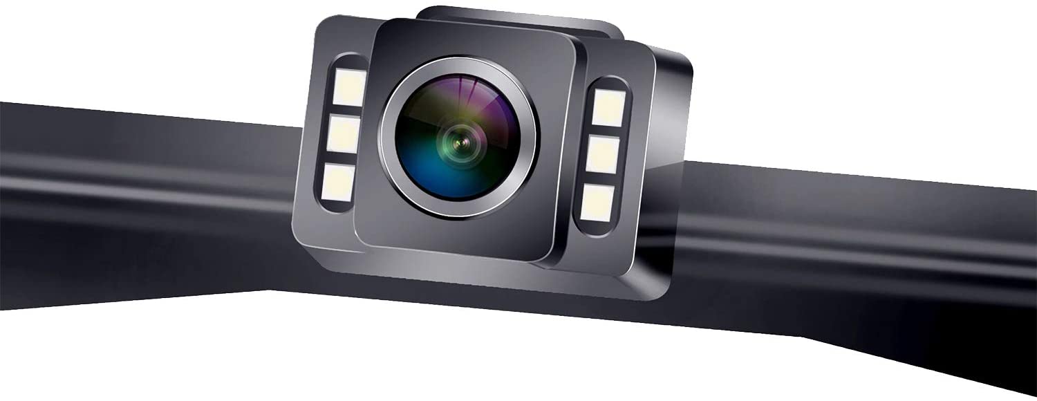 LeeKooLuu F11 HD Car Backup Camera Hitch Rear View License Plate Camera with 6 Auto LED Lights Color Front View Camera IP69K Waterproof Super Night Vision Guide Lines ON/Off