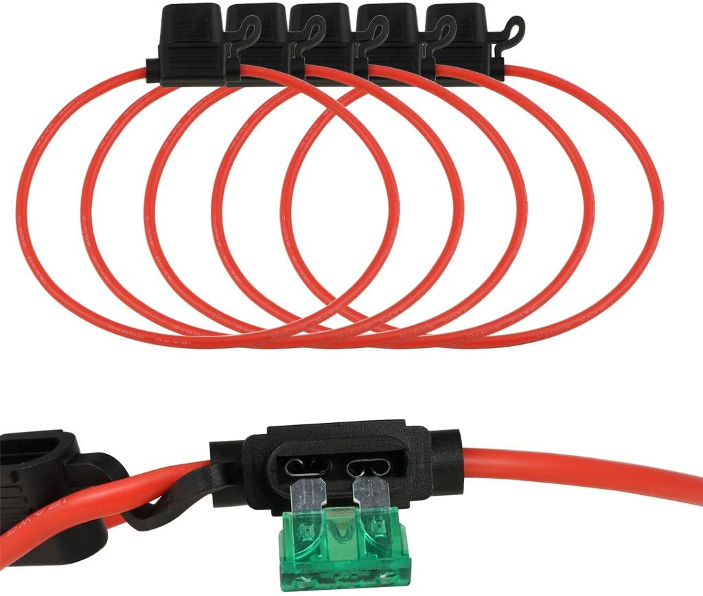 BNTECHGO 10 Pack 12 AWG Inline Fuse Holder for 30A ATC/ATO Blade Automotive Fuse 15.74 inches(40 CM)