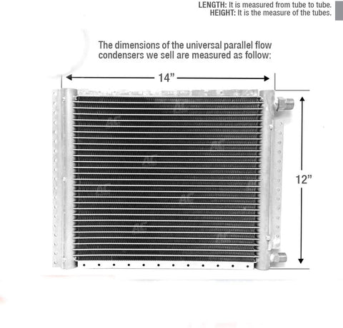 CNFP1214 AC A/C Universal Condenser Parallel Flow 12 x 14 O-ring #6 & #8