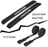 LINGVUM Soft Roof Rack Pads with Two 15 Ft Tie Down Straps for Kayak, Surfboard, SUP Paddleboard, Snowboard 28inch (Pair) Black/Blue