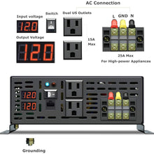 WZRELB 3500W 24VDC 120VAC Pure Sine Wave Power Inverter, 2 AC Outlets, Wired Remote Control, RV (RBP-350024WR)