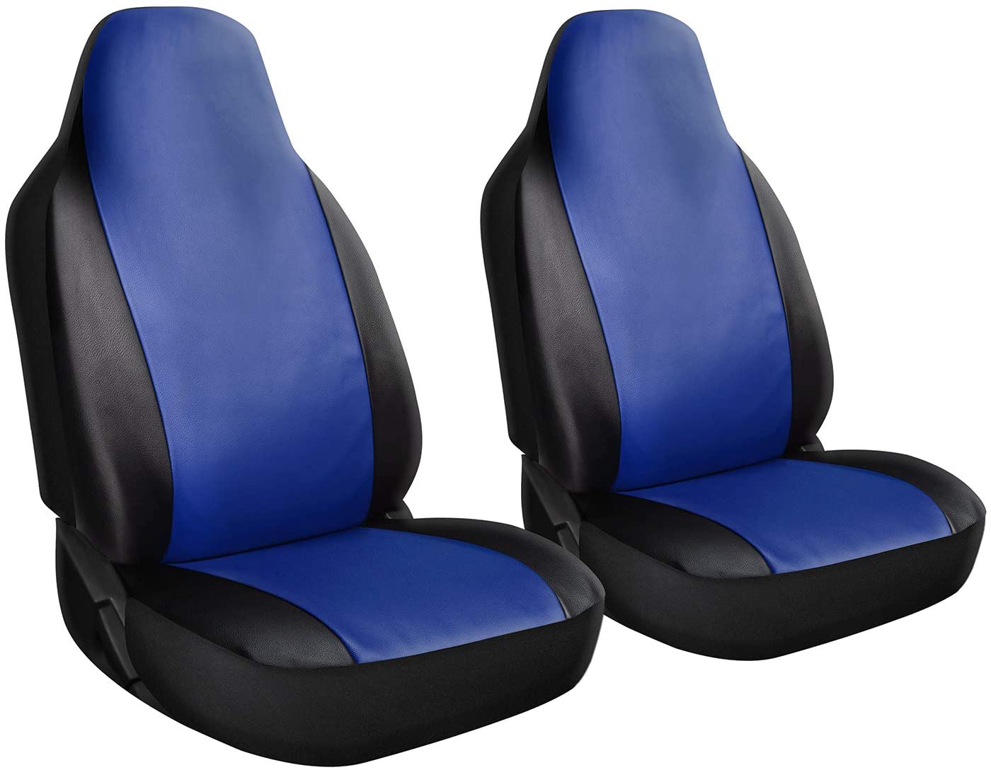 OxGord Car Seat Cover - PU Leather Two Toned with Front Low Bucket Seat - Universal Fit for Cars, Trucks, SUVs, Vans - 2 pc Set