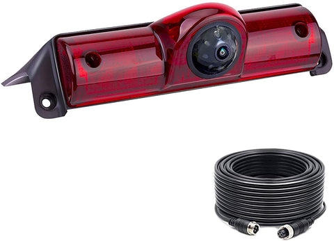 Videosystem Rear View Camera Backup Camera Replacement for Chevy Express GMC Savana Cargo Van Transporter/Savana Explorer 2003-2018 Year Third Brake Light, with Roof Top Mount
