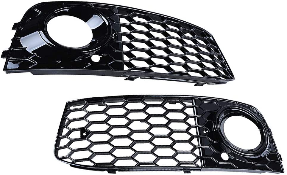 Astra Depots A Pair Mesh Style Plated Front Bumper Car Fog Light Cover Vent Grille Compatible with Audi A4 B8 2008-2012 2009 2010 2011