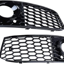 Astra Depots A Pair Mesh Style Plated Front Bumper Car Fog Light Cover Vent Grille Compatible with Audi A4 B8 2008-2012 2009 2010 2011