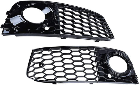 Astra Depots A Pair Mesh Style Plated Front Bumper Car Fog Light Cover Vent Grille Compatible with Audi A4 B8 2008-2012 2009 2010 2011