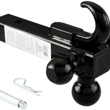 TOPSKY Trailer Ball Mount with Hitch Hook & Hitch pin, 1-7/8",2"&2-5/16" Hitch Ball,Tow Hitch,Black Ball,TS2010