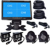 Vehicle Backup Cameras Monitor kit 4 Pin System 12V/24V,4 x Front Side Rear View Camera + 7