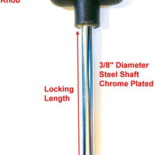 Pin, Tensile - 3/8" Diameter | 3-3/4" Locking Space || Round Black Plastic T Knob | Universal Weight Stack Replacement SELECTOR Key -| Detent Hitch PINS || Chrome Plated Steel Shaft | by SBD