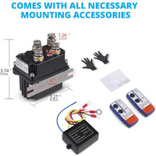 WATERWICH 12V 500A Winch Solenoid Relay Contactor+2pcs Wireless Winch Remote Control Kit with 6 Protecting Caps Universal for Truck Jeep ATV SUV 5500-12000lbs Winch