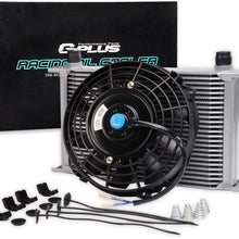 25 Row AN10 Engine Oil Cooler Silver + Filter Adapter Kit + 7" Universal Black Fan