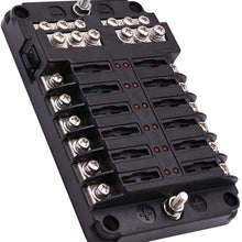 12 Way Blade Fuse Box Block Holder Indicator Auto Marine 12V 32V Waterproof Motorcycle Car Professional Parts (Color : Black)