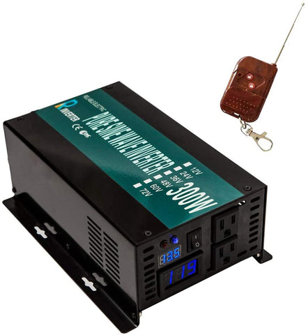 WZRELB 300W 24V 120V Pure Sine Wave Solar Power Inverter with Remote Control Switch