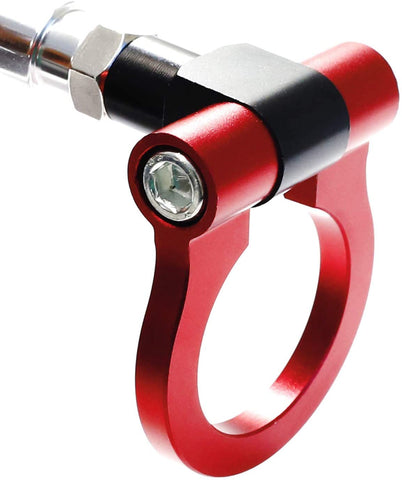iJDMTOY Red Track Racing Style Front Tow Hook Ring Compatible With Subaru BRZ WRX STi, Scion FR-S Toyota 86, Made of Lightweight Aluminum