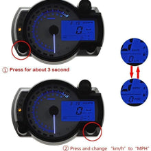XinQuan Wang Motorcycle Digital LCD Gauge Speedometer Dashboard Odometer Tachometer Motorbike Moto Fuel Level Speed Instrument Auto Gauge