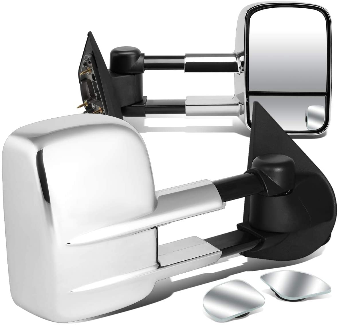 DNA Motoring TWM-002-T222-CH+DM-074 Pair of Towing Side Mirrors + Blind Spot Mirrors